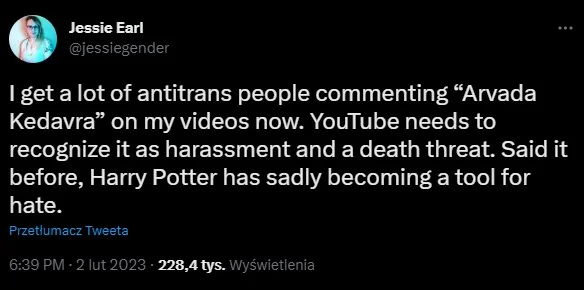 dziedzictwo hogwartu afera j k rowling transfobia o co chodzi