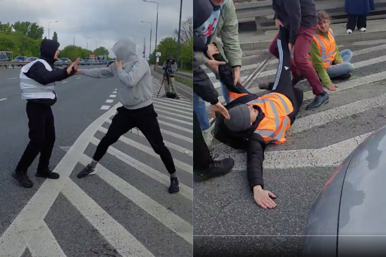 Ostatnie Pokolenie blokuje ruch w Warszawie. Przepychanki z kierowcami