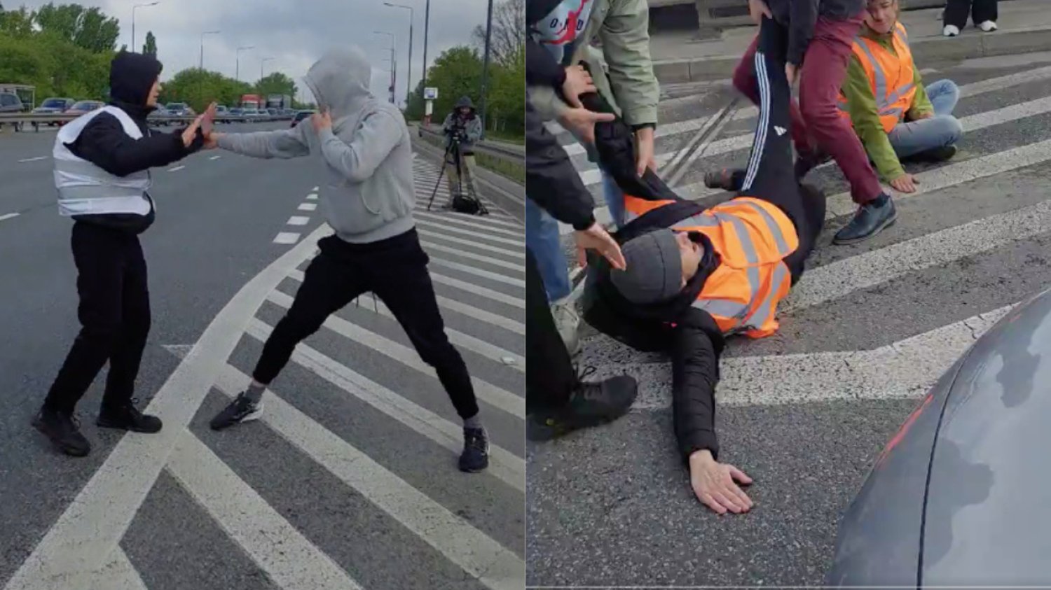 Ostatnie Pokolenie blokuje ruch w Warszawie. Przepychanki z kierowcami