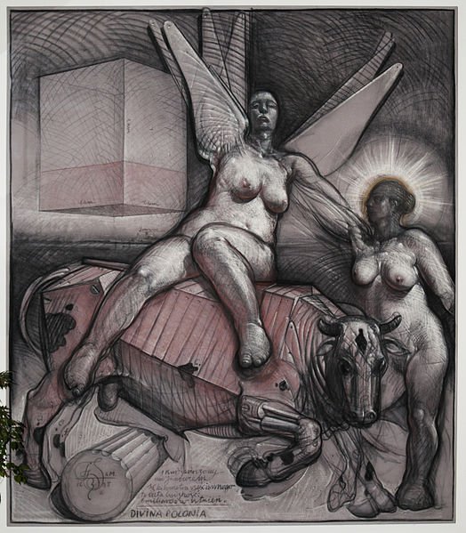 Franciszek Starowieyski, Divina Polonia Rapta Per Europa Profana, obraz zakupiony w 1998 roku do Stałego Przedstawicielstwa RP w Brukseli