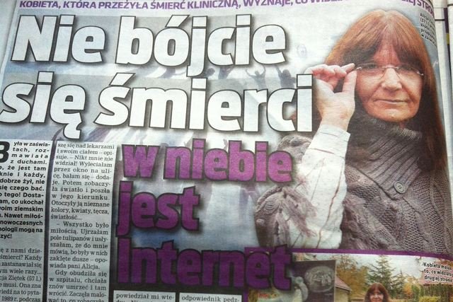 Pani Alicja Ziętek przekonuje na łamach "Super Expressu", że w "niebie jest internet"