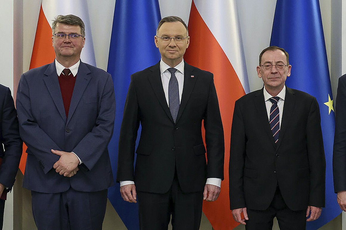 Od lewej: Maciej Wąsik, Andrzej Duda, Mariusz Kamiński.