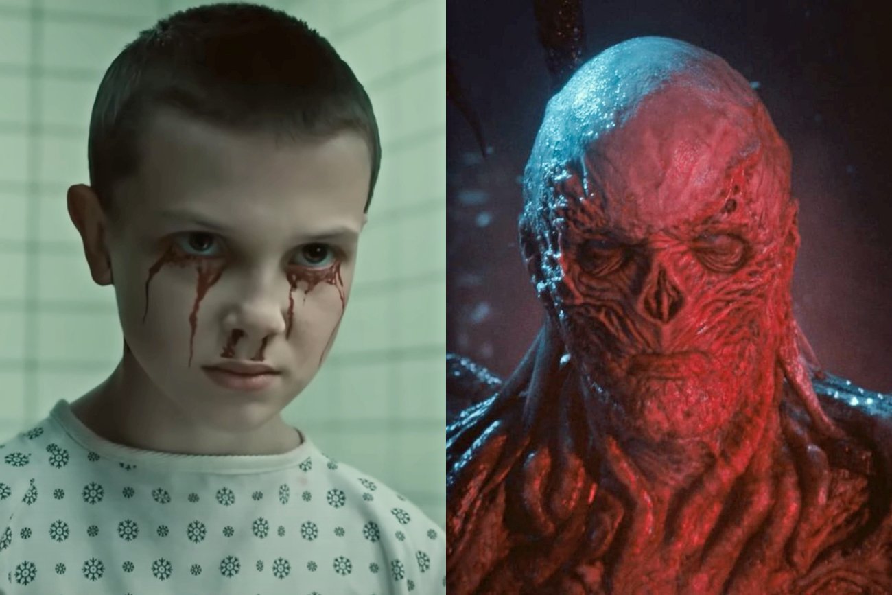 Millie Bobby Brown jako Eleven (lewa strona). Vecna (prawa strona).