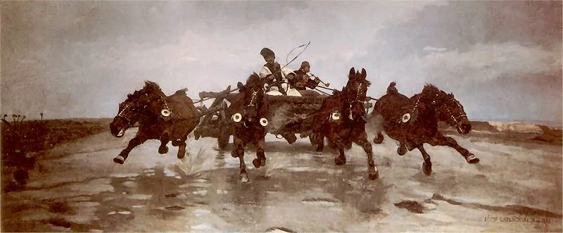 Józef Chełmoński, Czwórka. Po stepach, 1881 rok, Muzeum Narodowe w Krakowie