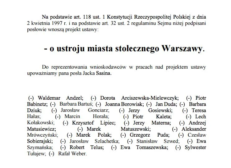To ci posłowie PiS chcą powiększyć Warszawę o 32 ościenne gminy. Ilu z nich zostało wybranych do Sejmu ze stolicy?
