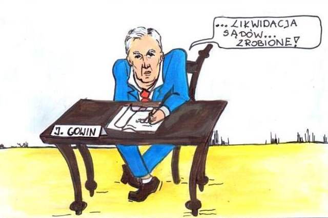 Fragment komiksu, atakującej ministra sprawiedliwości Jarosława Gowina