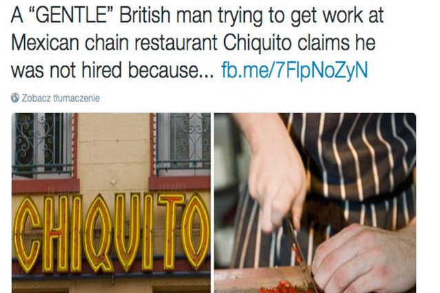 Nie dostał pracy w brytyjskiej restauracji ponieważ nie znał polskiego?