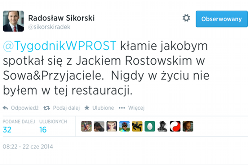 Radosław Sikorski odpowiada na nagrania w aferze taśmowej PO.