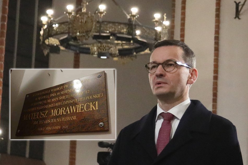 Wizyta premiera Morawieckiego w kościele (i na plebanii) została upamiętniona tablicą