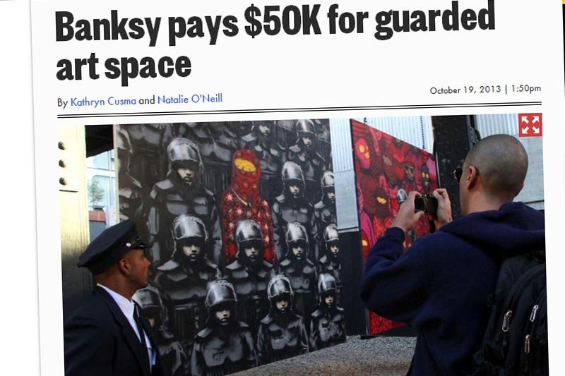 Banksy w Nowym Jorku wynajął strażników do ochrony swoich graffiti.