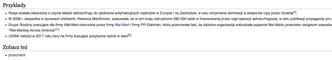 Ostatnia wersja hasła "astroturfing" w Wikipedii
