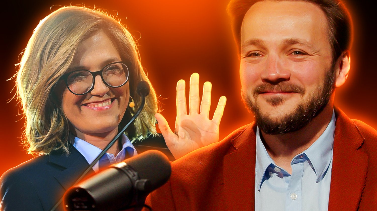 Magdalena Biejat i jej mąż Maciej Maryl przy mikrofonie. Wywiad z "kandydatem" na pierwszego gentelmana. Magdalena Biejat i jej mąż Maciej Maryl przy mikrofonie. Wywiad z "kandydatem" na pierwszego gentelmana.
