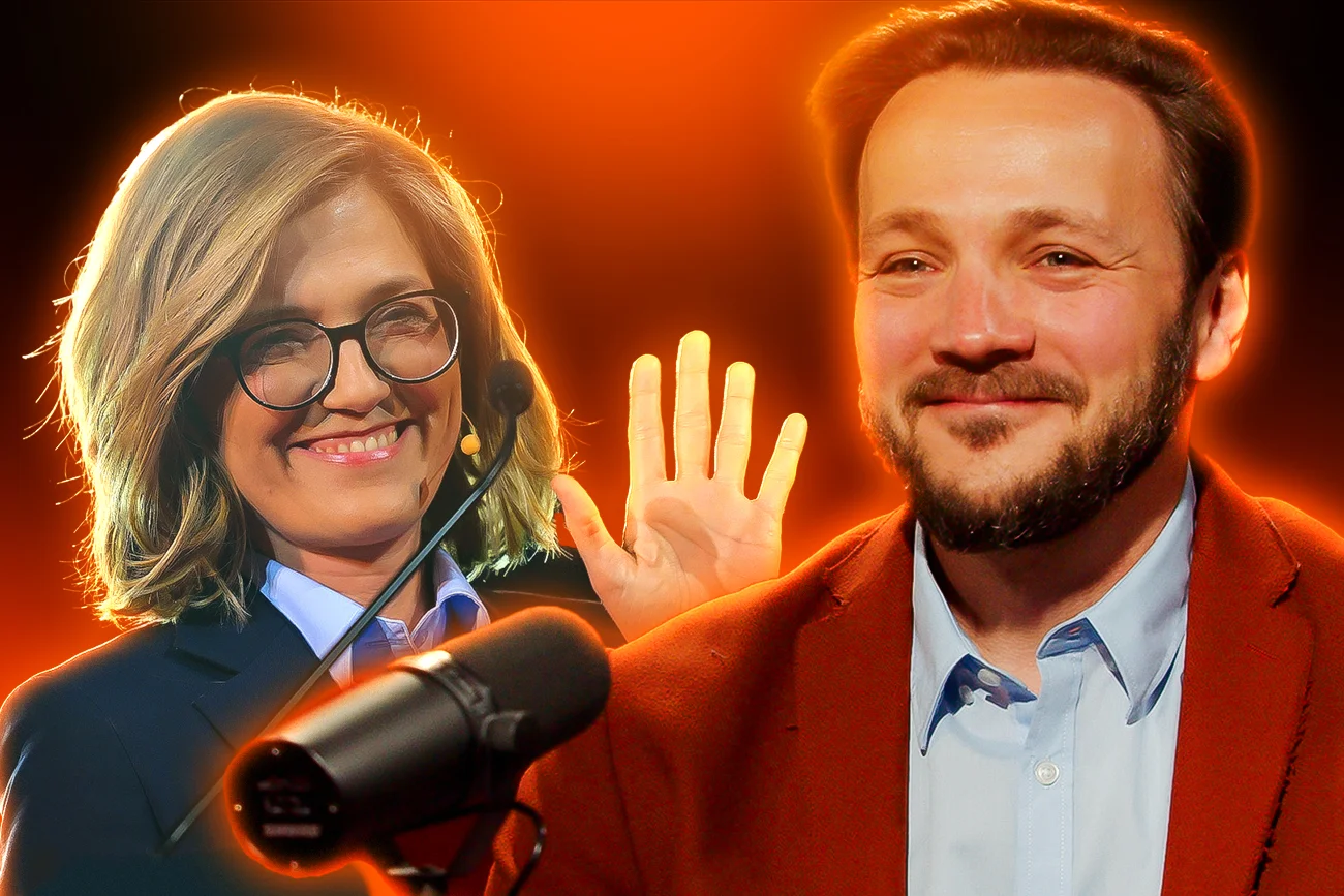 Magdalena Biejat i jej mąż Maciej Maryl przy mikrofonie. Wywiad z "kandydatem" na pierwszego gentelmana. Magdalena Biejat i jej mąż Maciej Maryl przy mikrofonie. Wywiad z "kandydatem" na pierwszego gentelmana.
