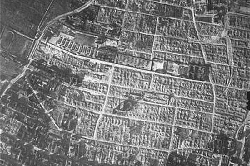 Zdjęcie lotnicze obozu, przypuszczalnie z listopada 1944 roku.