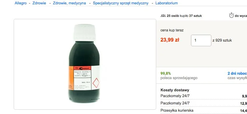 Płyn Lugola kosztuje około 25 zł.