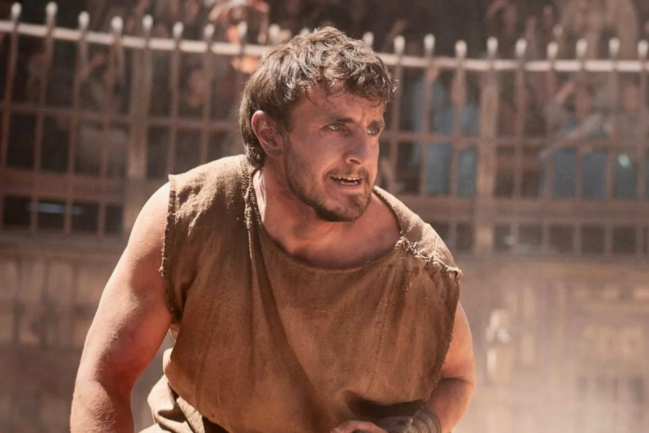 Gladiator 2: Paul Mescal jako Lucjusz Paul Mescal na arenie w filmie "Gladiator 2".