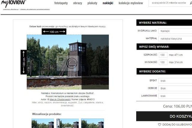 Sklep Myloview.pl oferował fototapety i naklejki przedstawiające były obóz Stutthof
