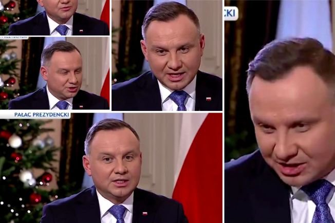 Fragment kolażu z wystąpienia prezydenta Andrzeja Dudy w TVP, który zamieściła na Twitterze Daria Domaradzka–Guzik.