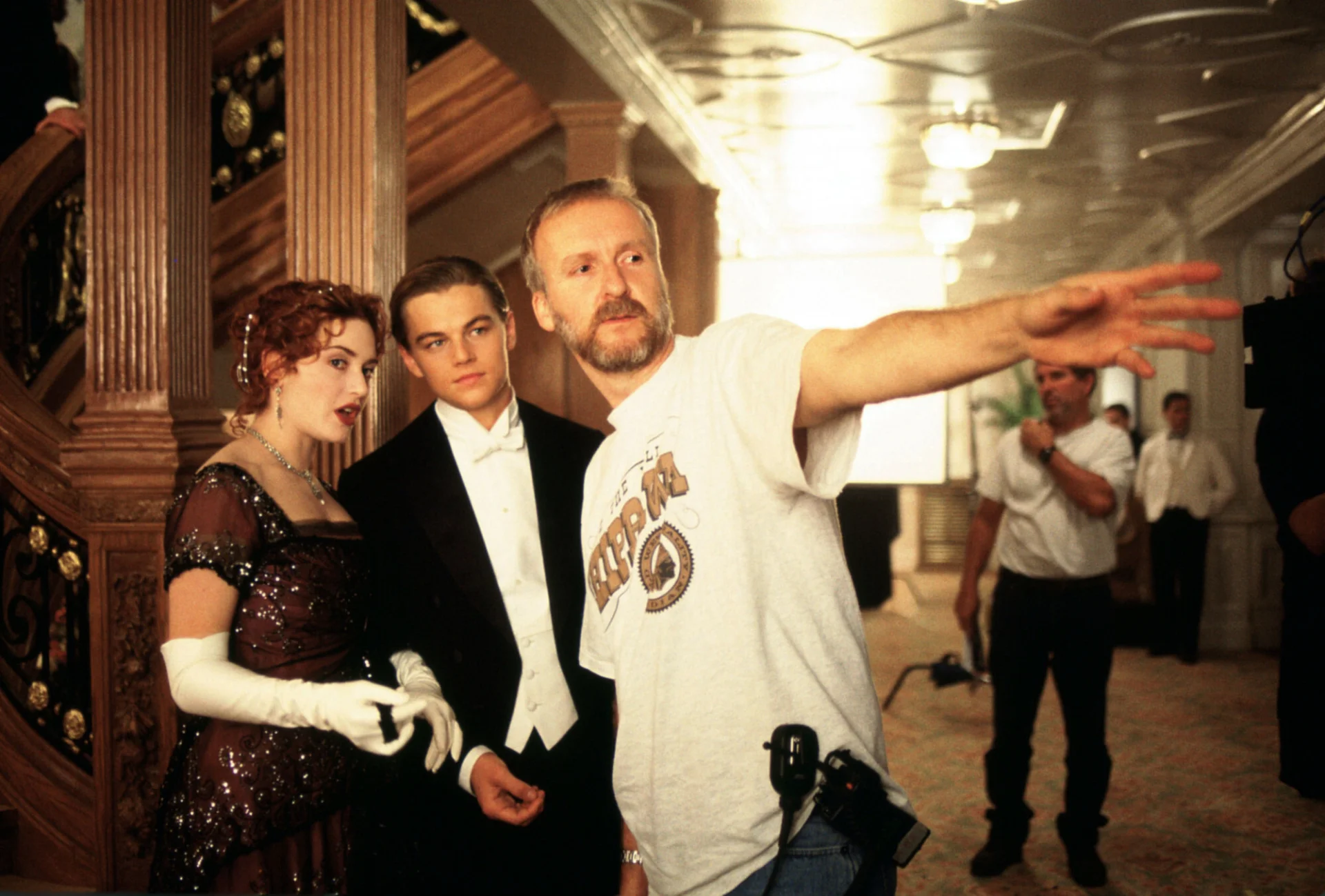 Kate Winslet i Leonardo DiCaprio na planie "Titanica" Kate Winslet i Leonardo DiCaprio na planie "Titanica"