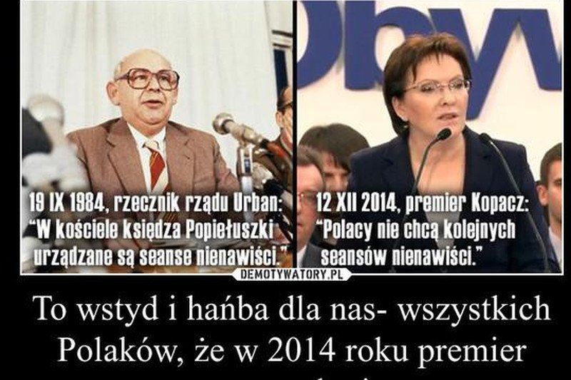 Premier Kopacz użyła tego samego określenia, co komunistyczny rzecznik Jerzy Urban. I nie tylko ona