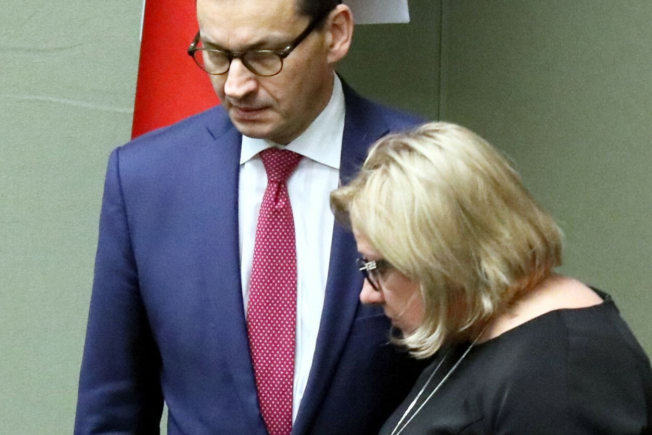 Premier Mateusz Morawiecki i europosłanka Solidarnej Polski Beata Kempa.