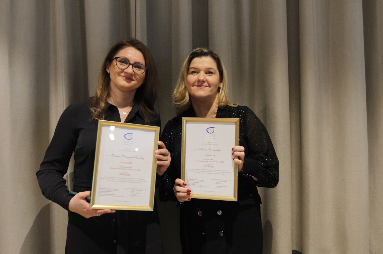 Anna Kaczmarek i Beata Pieniążek Osińska ex aeguo zdobyły I nagrodę w kategorii internet w konkursie na Dziennikarza Medycznego Roku 2023.