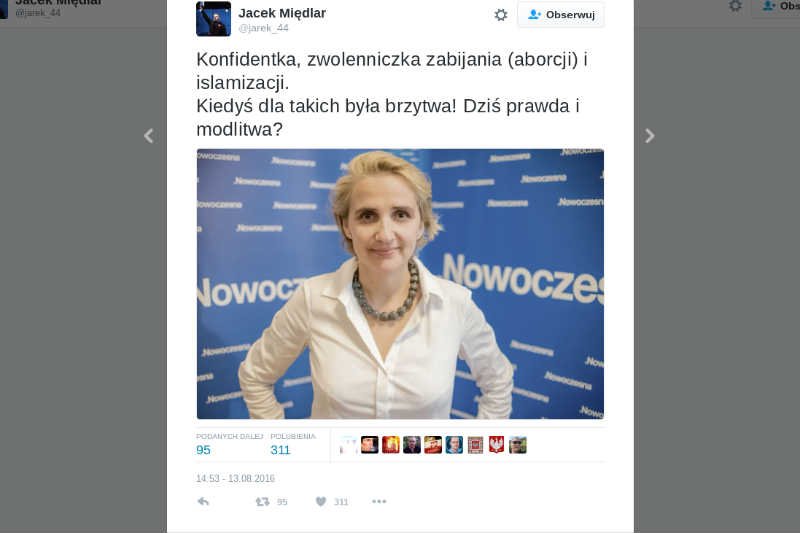 Joanna Scheuring-Wielgus z Nowoczesnej składa doniesienie do prokuratury na księdza Jacka Międlara.