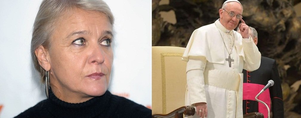 Dyrektor Ewa Wójciak i Papież Franciszek, zwany przez nią ch***