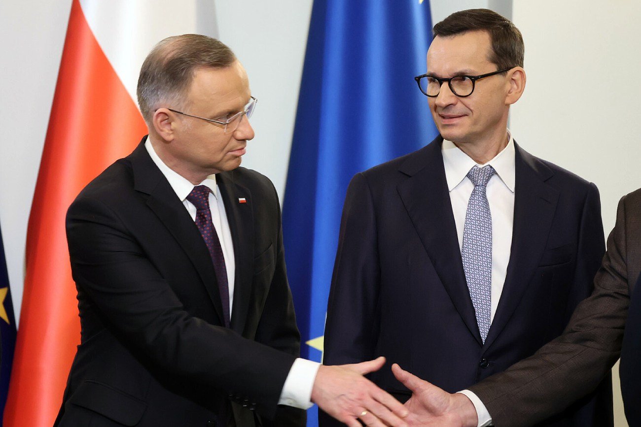 Prezydent Andrzej Duda i premier Mateusz Morawiecki po desygnowaniu polityka PiS na premiera