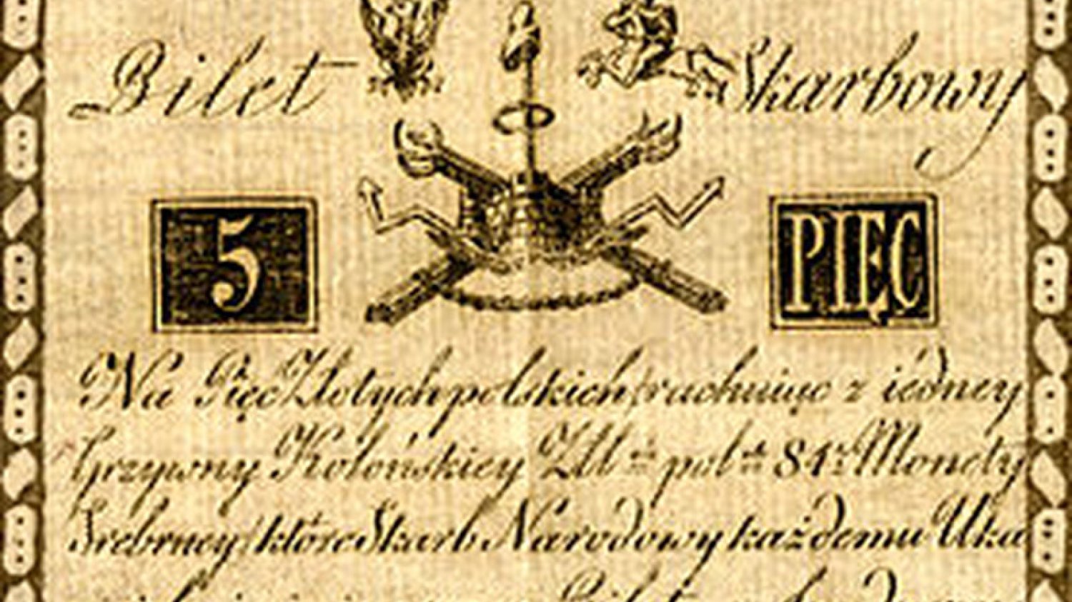 Bilet skarbowy o wartości 5 złotych, 1794