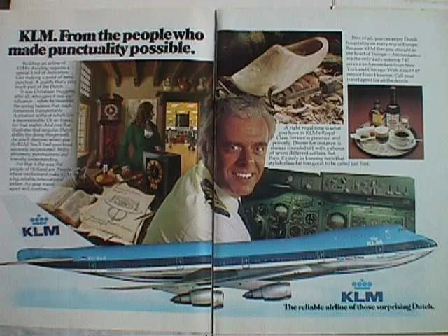 Holenderskie linie lotnicze KLM chwaliły się swoją punktualnością. Twarzą kampanii reklamowej był kapitan Jacob Veldhuyzen van Zanten - to on pilotował później jeden z Boeingów 747, które 27 marca 1977 r. zderzyły się na Teneryfie.
