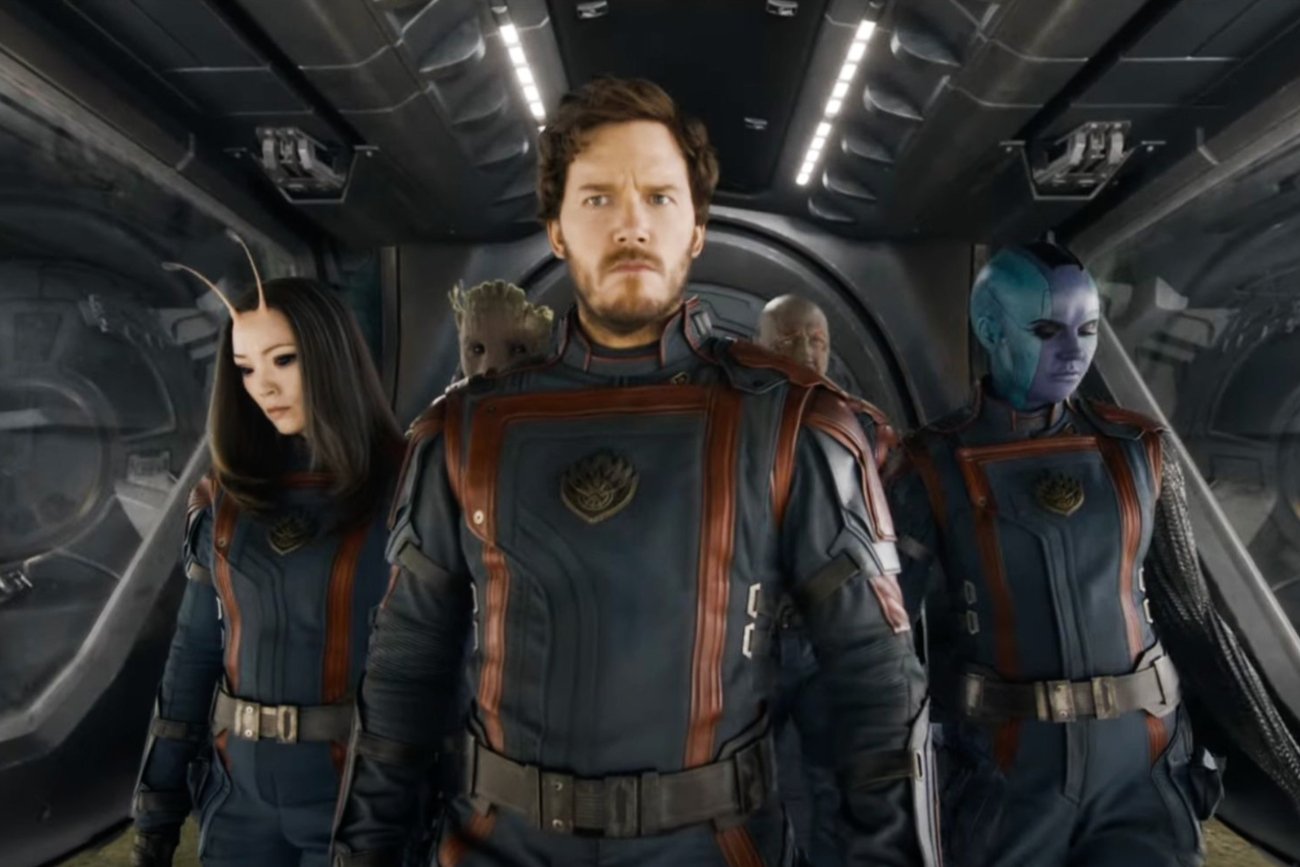 Chris Pratt, Karen Gillan i Pom Klementieff w filmie "Strażnicy Galaktyki 3".