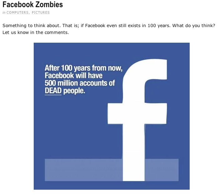Za sto lat na Facebooku będzie pół miliarda kont zmarłych osób