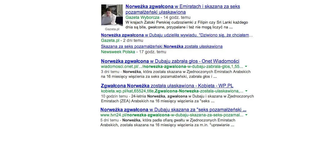 Tytuły polskich mediów informujących o sprawie Norweżki