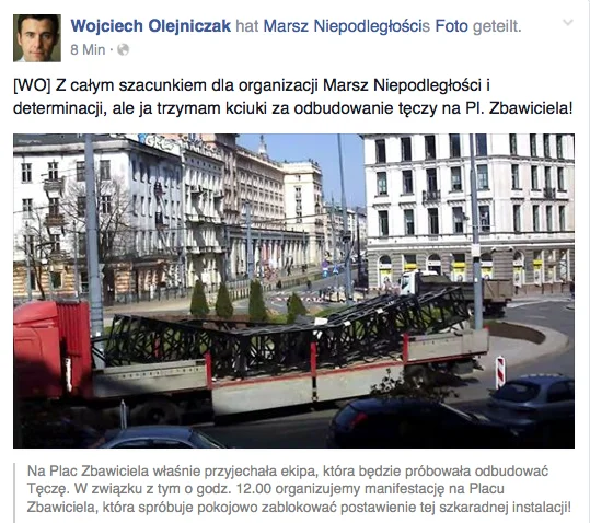 Poseł SLD wyraża poparcie do odbudowy kolorowej instalacji na pl. Zbawiciela.