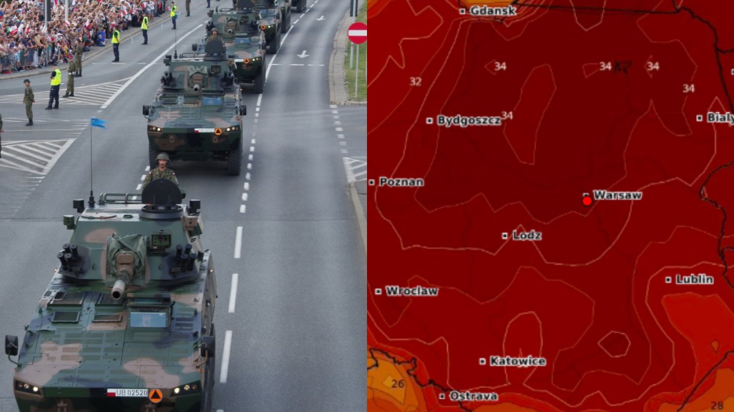 Prognozy wskazują, że pogoda w Warszawie będzie bardzo ciężka do zniesienia podczas wielkiej defilady