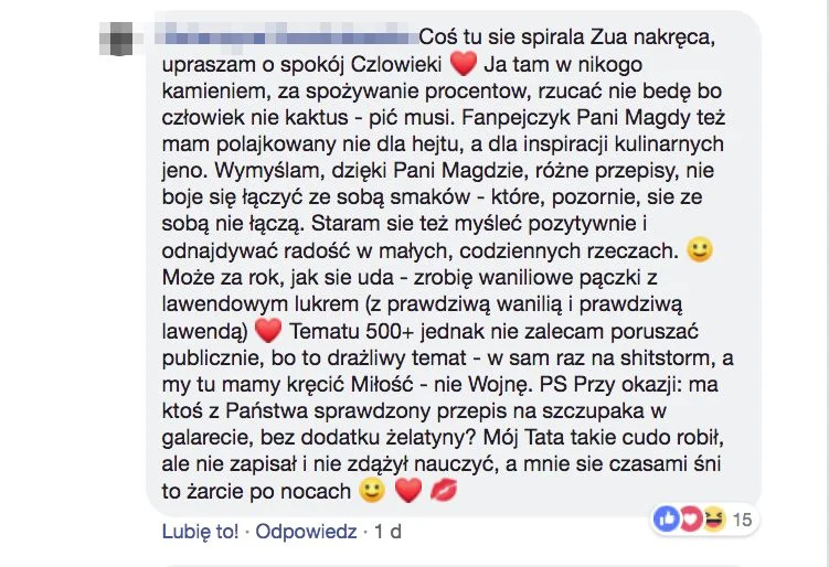 Odpowiedź internautki na wpis Magdy Gessler o 500 plus.