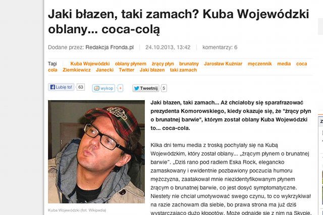 Dziennikarze nabrali się na fałszywe konto Kuby Wojewódzkiego na Twitterze.