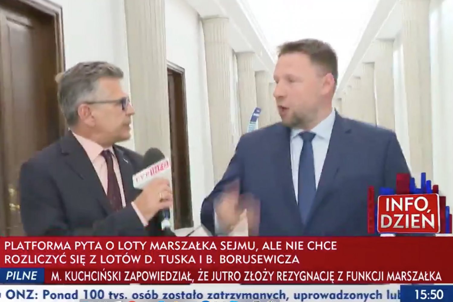Dziennikarz TVP Info gonił Marcina Kierwińskiego z PO, pytając go o loty Donalda Tuska.