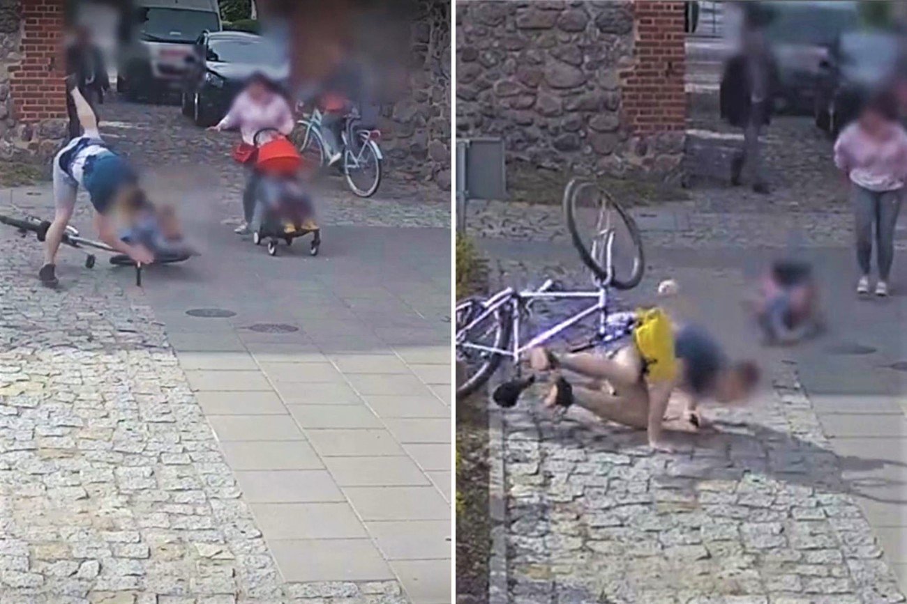 Po całym zdarzeniu mężczyzna wsiadł na rower i odjechał