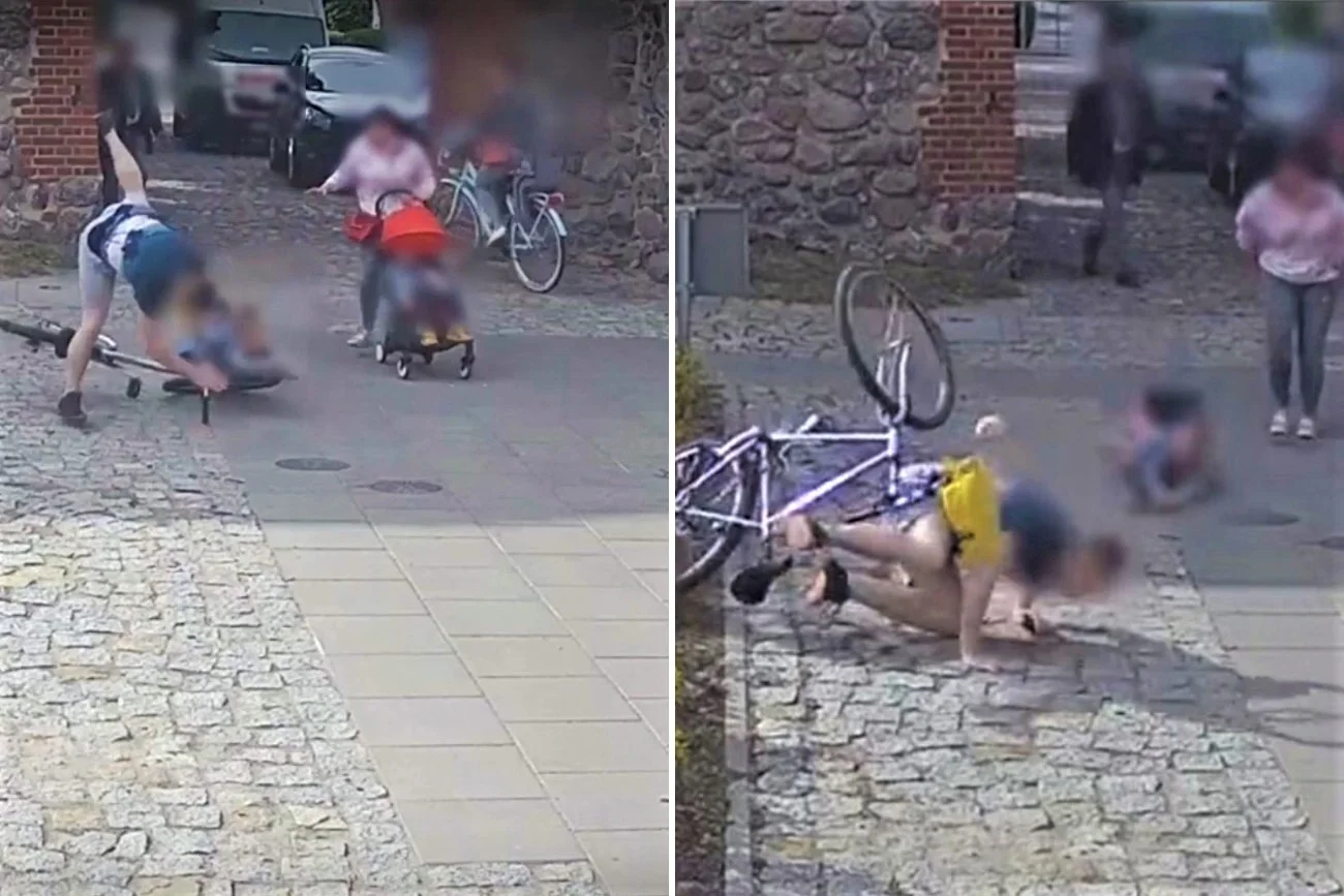 Po całym zdarzeniu mężczyzna wsiadł na rower i odjechał