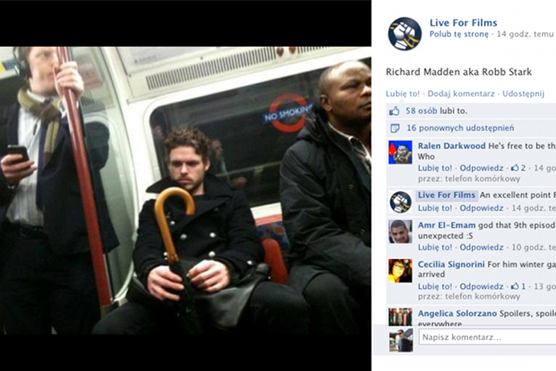 Richard Madden, który w "Grze o tron" wciela się w postać Robba Starka.