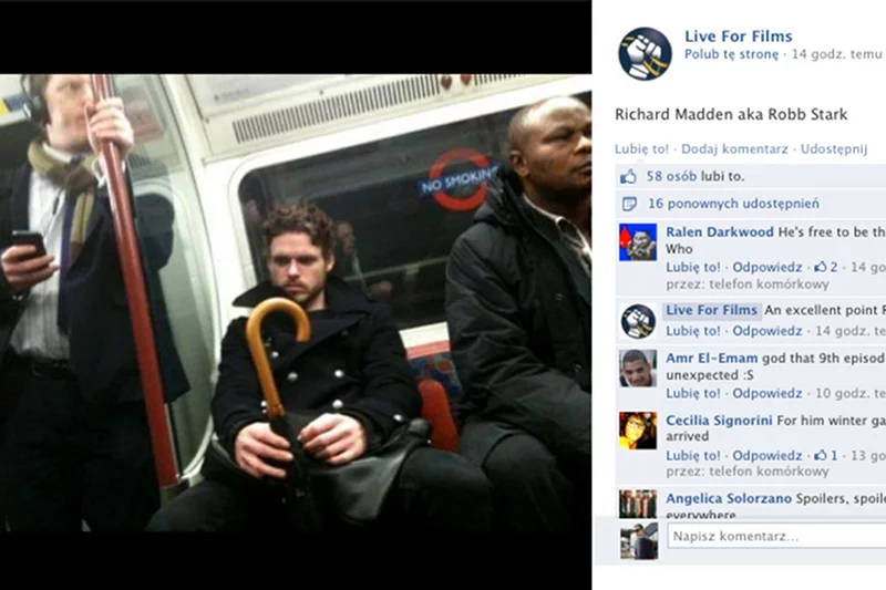 Richard Madden, który w "Grze o tron" wciela się w postać Robba Starka.