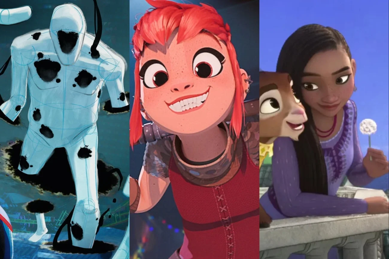 Od lewej: "Spider-Man: Poprzez multiwersum", "Nimona" i "Życzenie" (ang. "Wish").