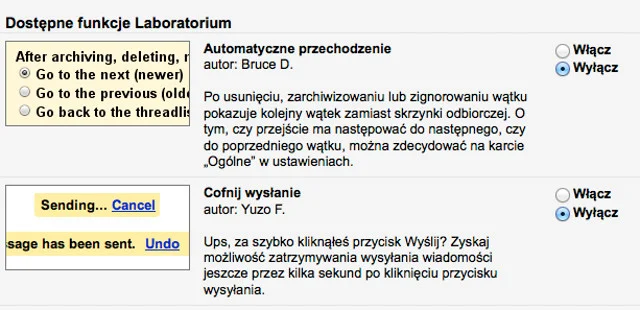 Opcja "Cofnij wysłanie" była dotąd testowana w Laboratorium ustawień Gmaila