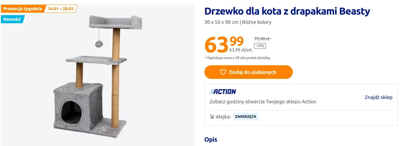 Action przeceniło do 64 zł. Normalnie ta rzecz najtaniej chodzi w sieci za 105 zł