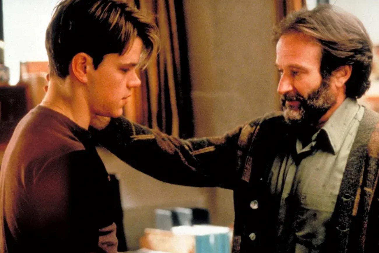 Matt Damon i Robin Williams w filmie "Buntownik z wyboru".