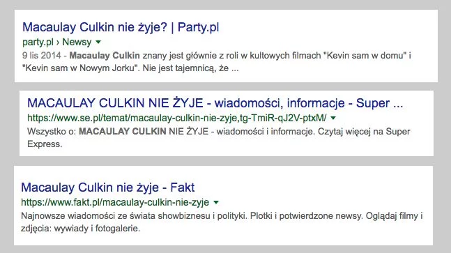 Szukając informacji o Culkinie, może natrafić na nekrologi