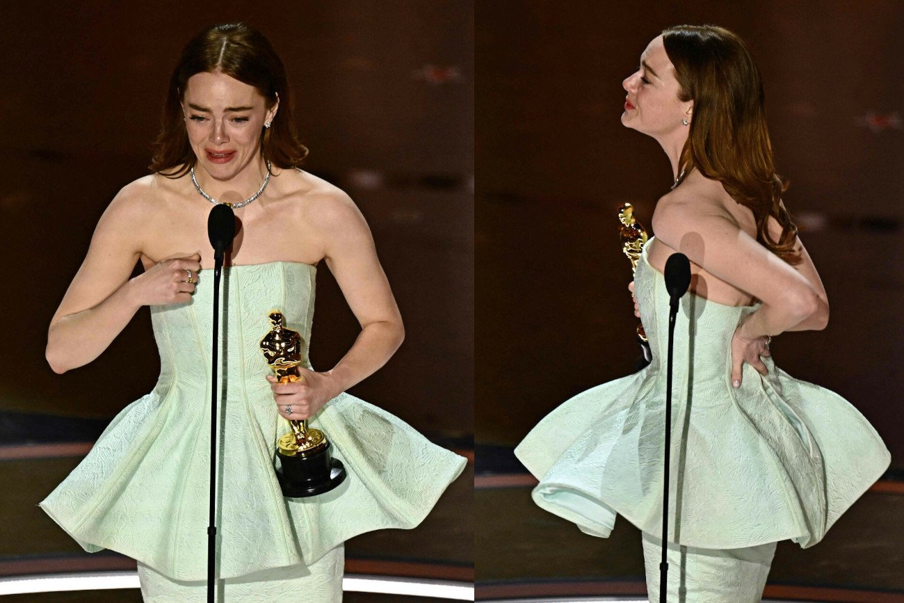 Emma Stone w uszkodzonej sukience odbierała Oscara.