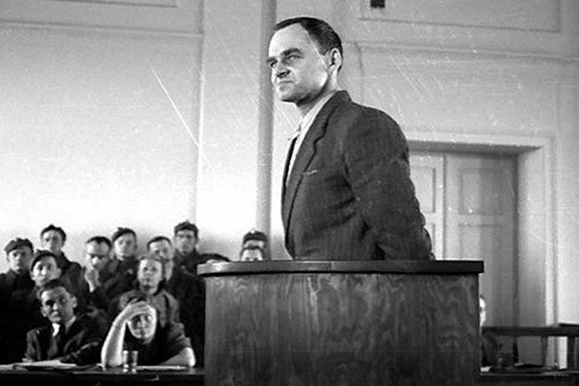 Rotmistrz Witold Pilecki podczas procesu pokazowego. Marzec 1948 roku